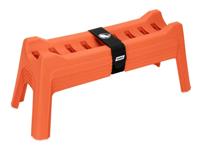 Orange Camco Rhino 43072 RV Sewer Hose Support - Retail Packaging Front View, 5-Piece Nesting Kit | United RV Parts