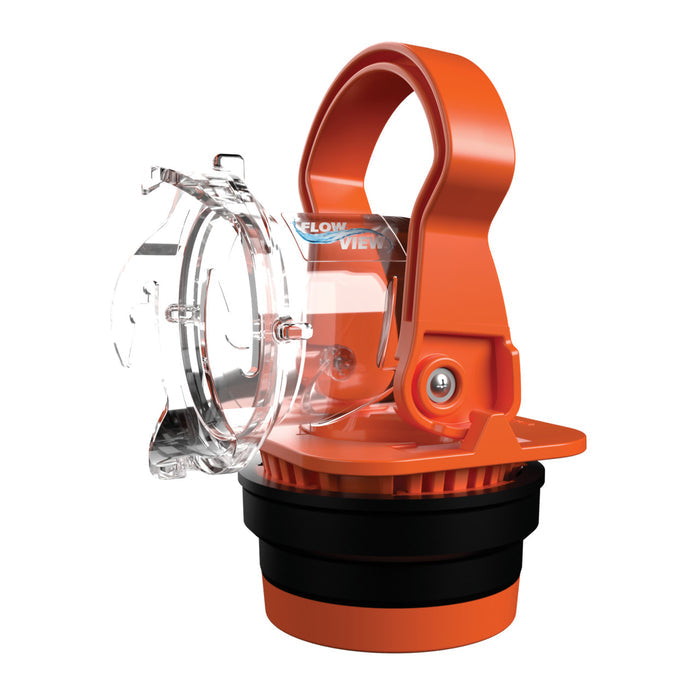 Orange Clear Camco Rhino RV Sewer Adapter PRO with Drain Lock - Side View | United RV Parts
