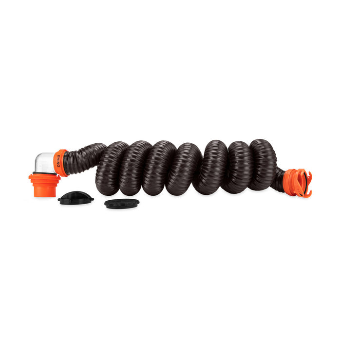 Camco RhinoFLEX 15-Foot RV Sewer Hose Kit 39761 with Orange Fittings and Caps - Full Kit View | United RV Parts