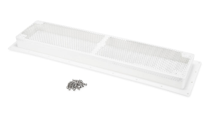 White Camco RV Refrigerator Vent Base 42161 with Aluminum Screen - Top View | United RV Parts