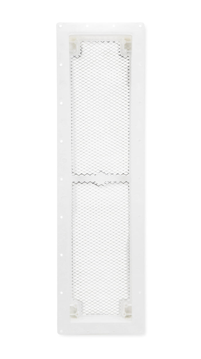 White Camco RV Refrigerator Vent Base 42161 with Mesh Screen - Front View | United RV Parts