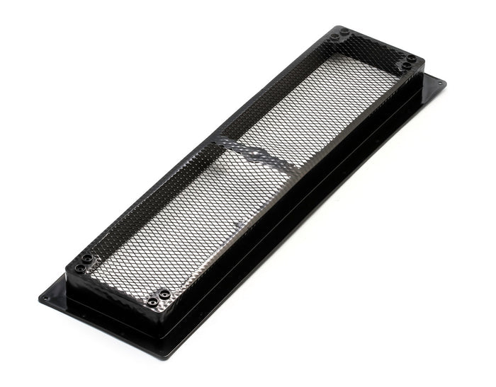 Black Polypropylene RV Refrigerator Vent Base with Aluminum Screen - Angled View | United RV Parts