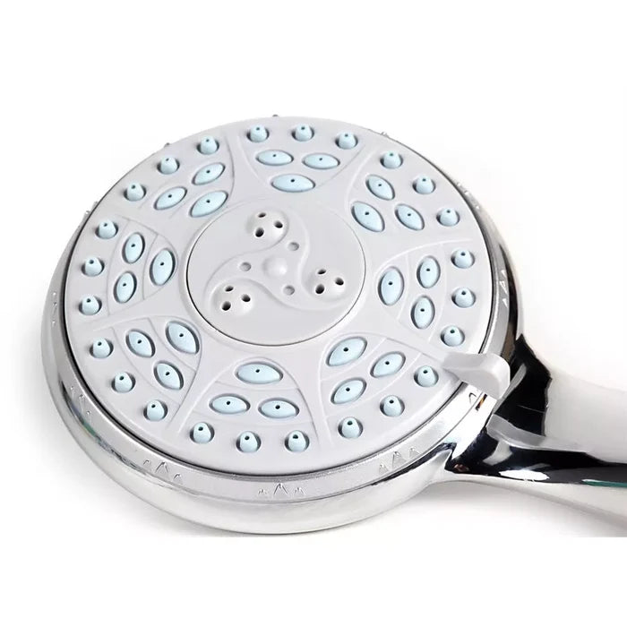 White Chrome RV Shower Head Multiple Spray Settings - Face View | United RV Parts