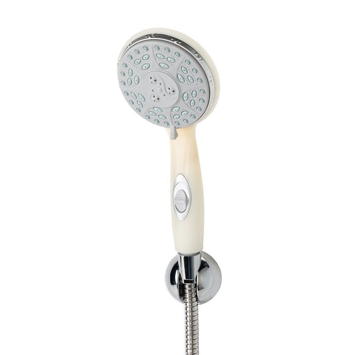 Off White Camco 43715 Handheld RV Shower Head Kit with On/Off Switch and Flexible Hose - Front View | United RV Parts
