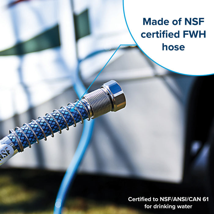 NSF Certified Blue RV Water Hose Fitting - Close-Up Detail | United RV Parts