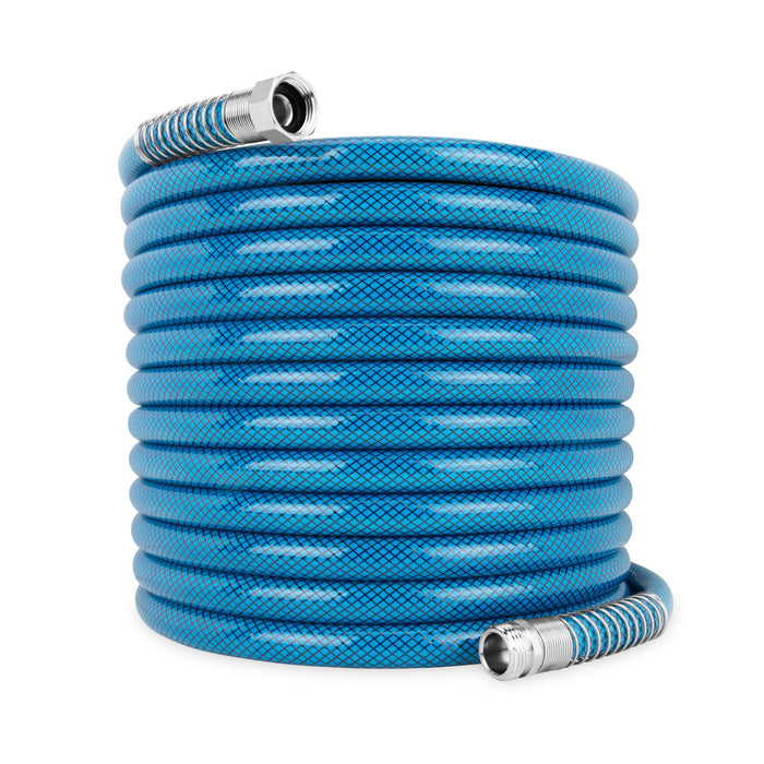 Blue Mesh Premium Drinking Water Hose - Coiled with Metal Fittings | United RV Parts
