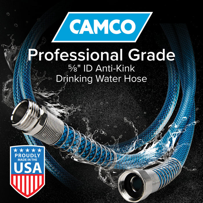 Camco Professional Grade Anti-Kink Drinking Water Hose - Action Shot with Water | United RV Parts
