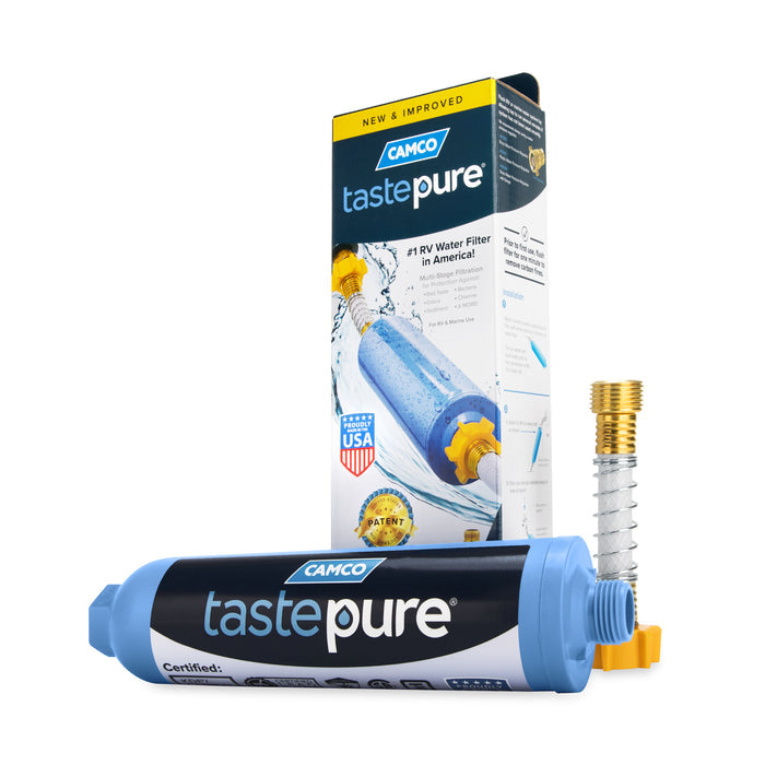 Camco TastePURE RV Water Filter 40043 with Packaging and Hose Protector | United RV Parts