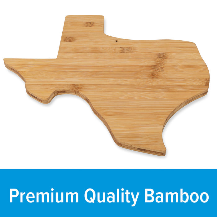 Camco Bamboo Texas Cutting Board 53113 - Angled View Showing Premium Bamboo Construction | United RV Parts