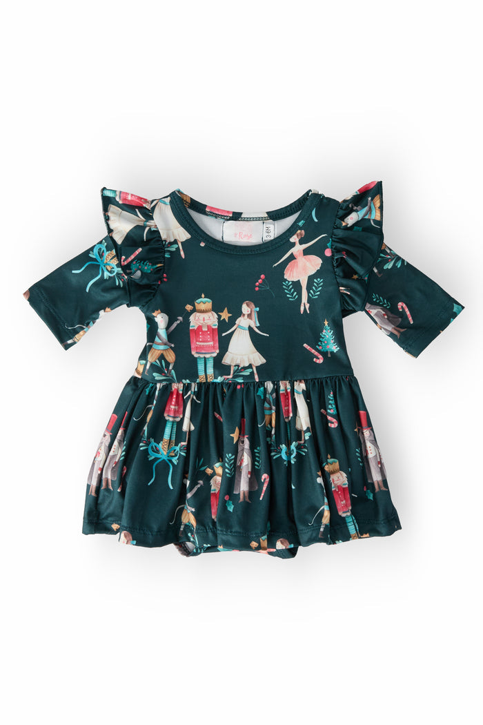 Christmas Ballet 3/4 Sleeve Flutter Twirl Bodysuit-Mila & Rose ®