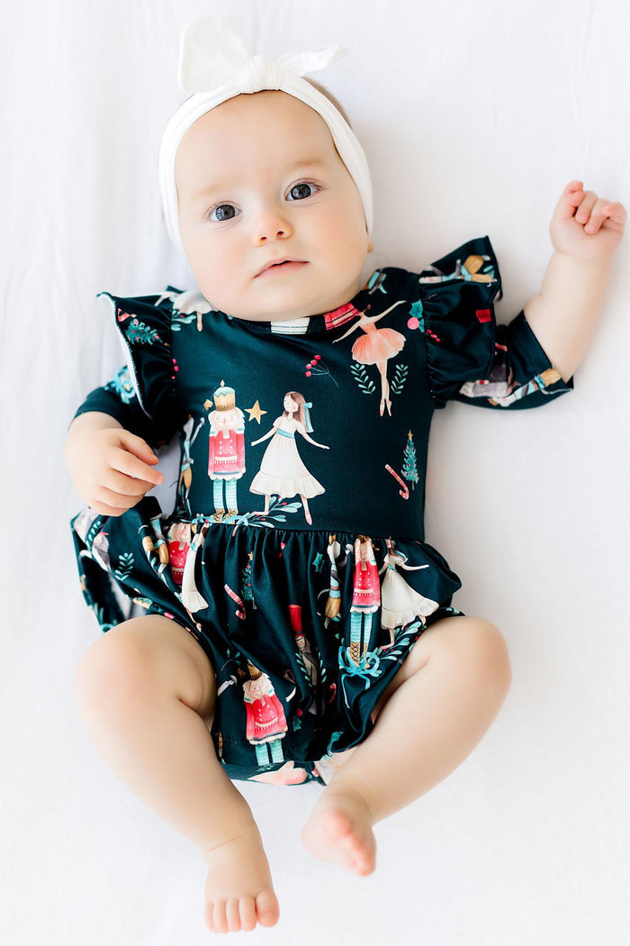 Christmas Ballet 3/4 Sleeve Flutter Twirl Bodysuit-Mila & Rose ®