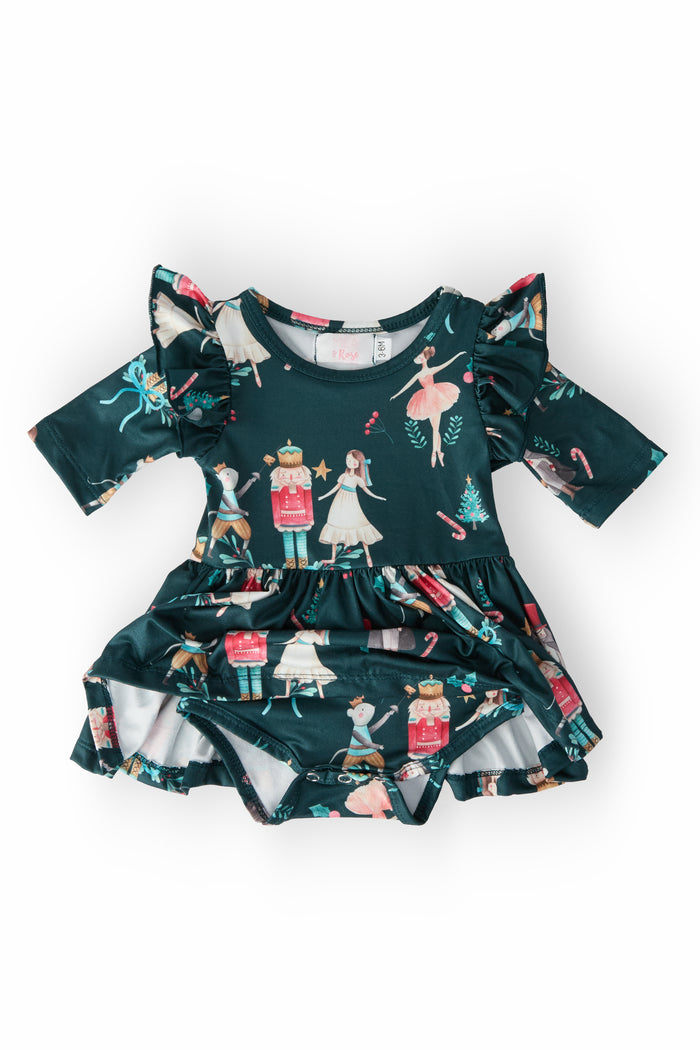 Christmas Ballet 3/4 Sleeve Flutter Twirl Bodysuit-Mila & Rose ®