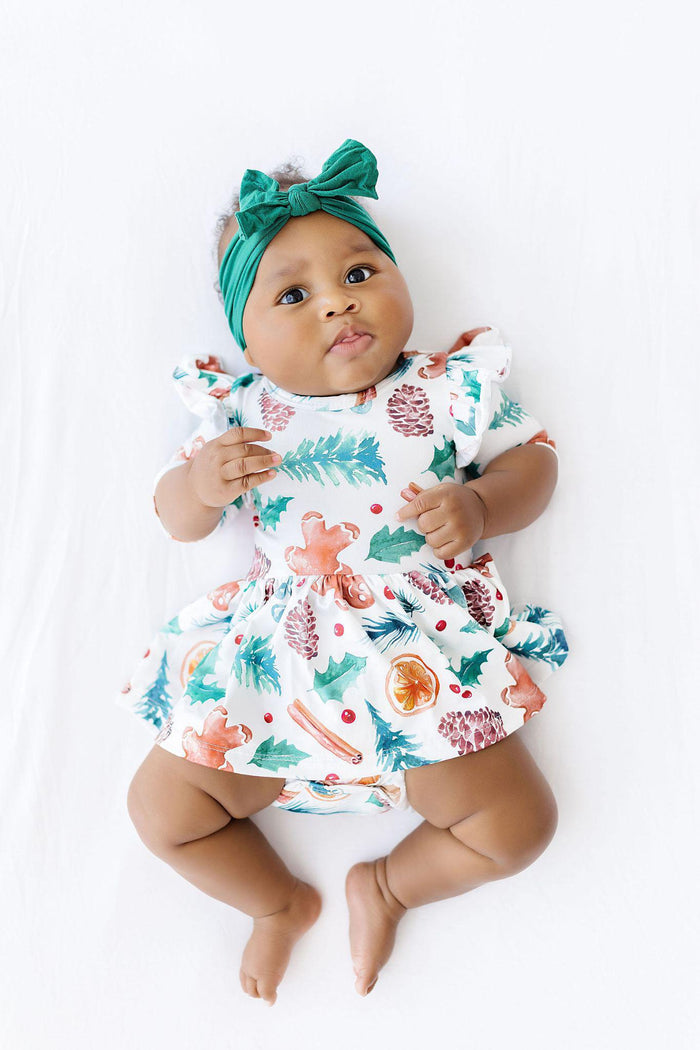 Classic Christmas 3/4 Sleeve Flutter Twirl Bodysuit-Mila & Rose ®