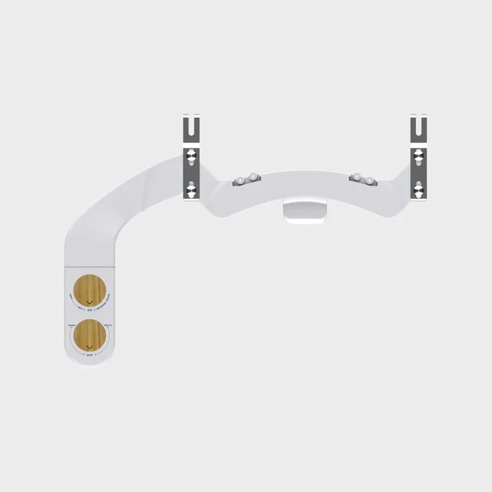 White RV Bidet Attachment - Top View with Wood Controls | United RV Parts