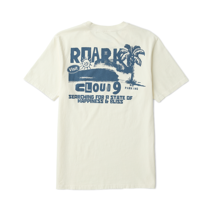 Active shirt with palm tree backdrop, embodying Roark's spirit of adventure and travel