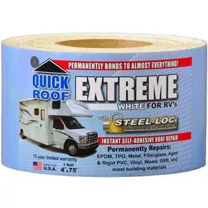 White CoFair Quick Roof Extreme RV Repair Tape 4x75 Roll - Package Front View | United RV Parts