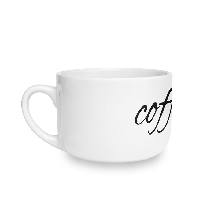 Coffee Latte Mug — 25oz White Ceramic Bowl Mug with Script "coffee"