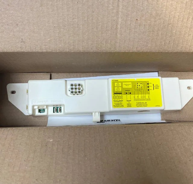 White Coleman AC Control Box 8430-3861 with Yellow Wiring Diagram - Top View | United RV Parts