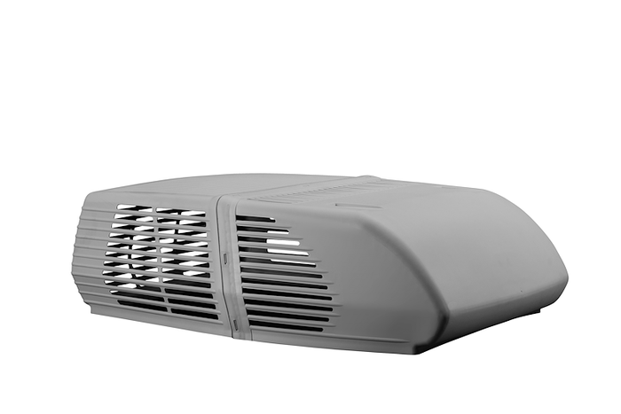 White Polypropylene Coleman Mach 10 Air Conditioner Shroud - Front 3/4 View | United RV Parts