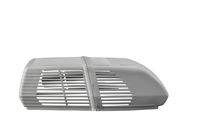 White Polypropylene Coleman Mach 10 Air Conditioner Shroud - Side Profile View | United RV Parts