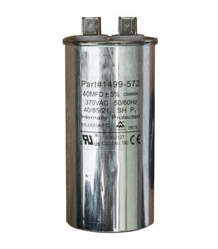 Silver Coleman Run Capacitor 1499-5721 - Front View with Terminal Posts | United RV Parts
