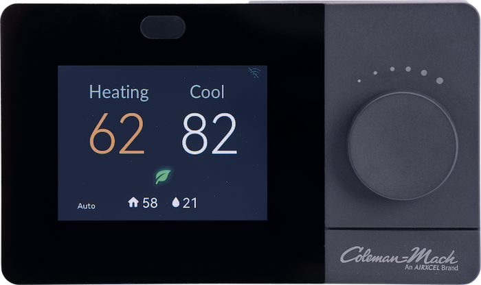 Black Coleman WiFi Wall Thermostat 9420-391 Main Display - Front View | United RV Parts