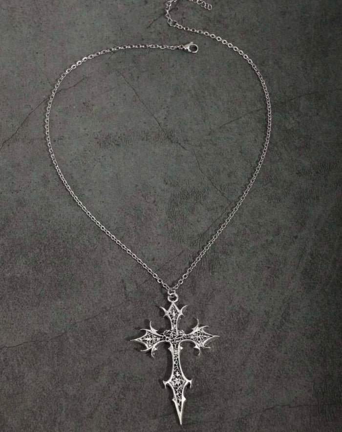 Collar con Colgante de Cruz con Flor