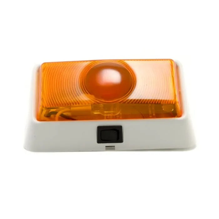 Command RV Porch Light White Colonial Base Amber Lens Toggle Switch - Front View | United RV Parts