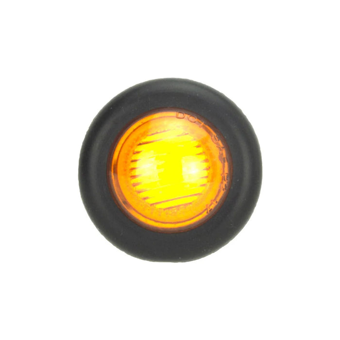 Amber 3/4 Inch LED Bullet Light Illuminated - Front Face View with Rubber Grommet | United RV Parts