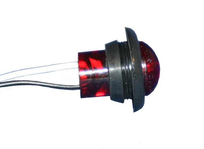 Red 3/4-Inch LED Bullet Light Installed in Black Rubber Grommet - Close-Up Side Profile | United RV Parts