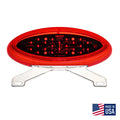 Red Oval LED Stop-Tail-Turn Light CMD-003-85L with License Plate Bracket - Front View | United RV Parts