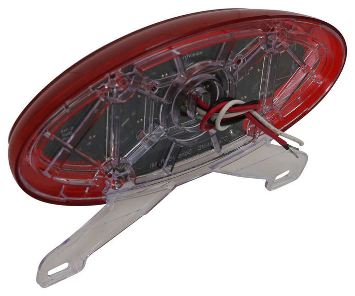 Red LED Tail Light CMD-003-85L with Clear License Bracket - Angled View | United RV Parts