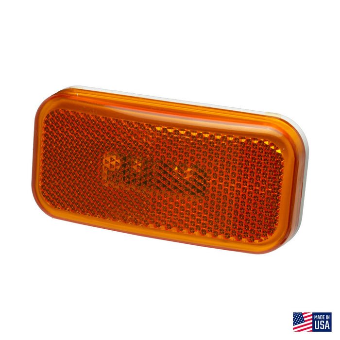 Amber Rectangle LED Clearance Light CMD-003-58L White Base - Front View | United RV Parts