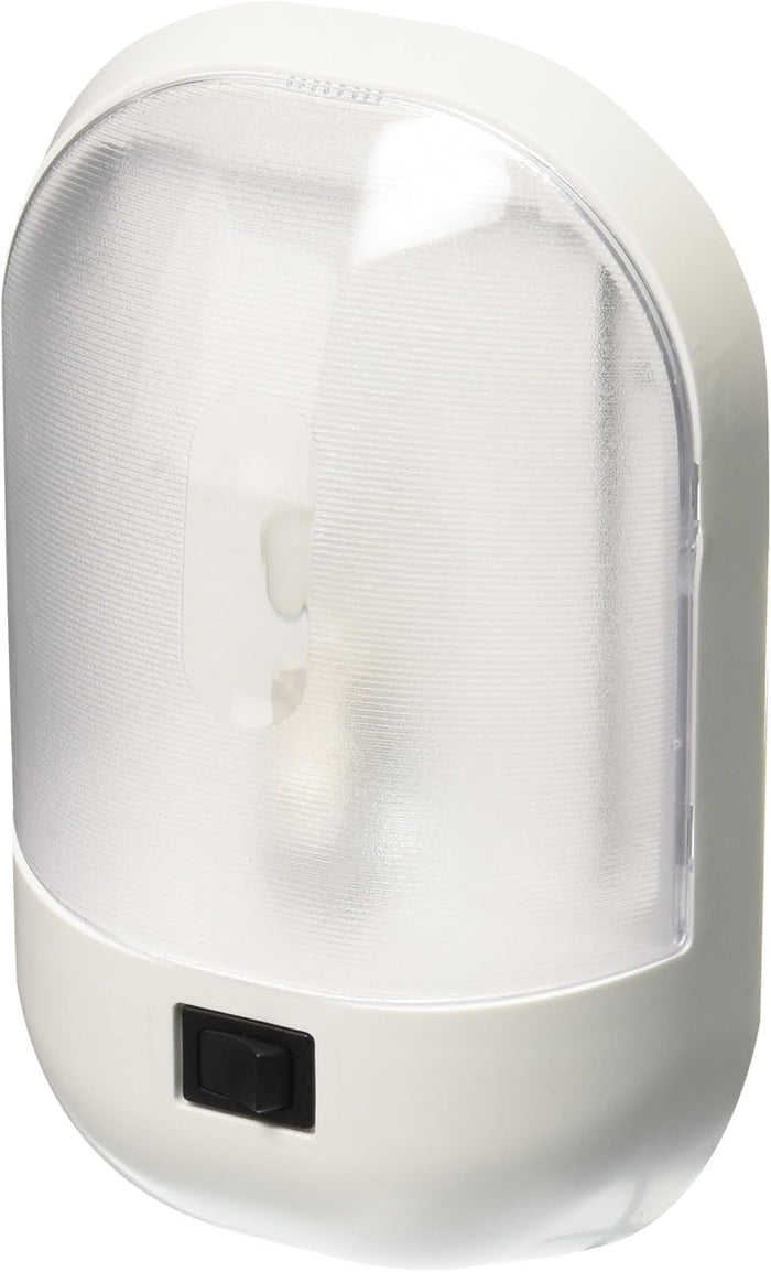 White Polycarbonate RV Interior Dome Light with Rocker Switch - Front Angle | United RV Parts