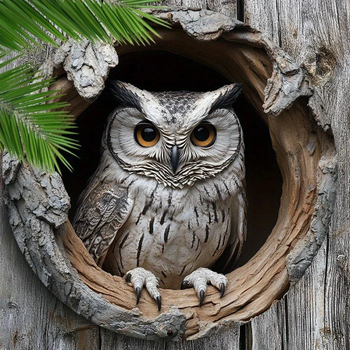 Contemporary Owl Wall Theme Round Wooden Home Wall Decor 8 inch