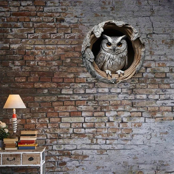 Contemporary Owl Wall Theme Round Wooden Home Wall Decor 8 inch