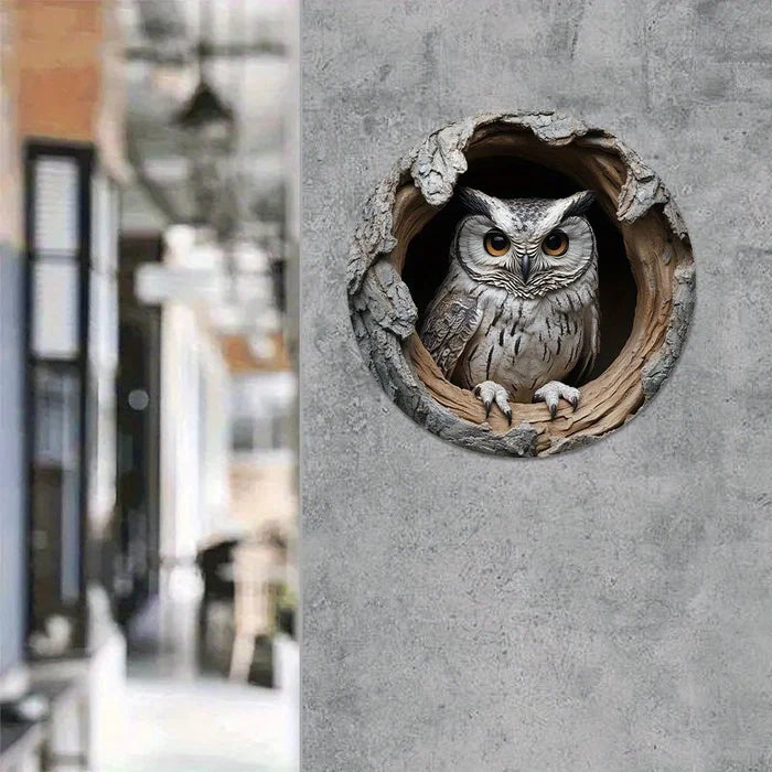 Contemporary Owl Wall Theme Round Wooden Home Wall Decor 8 inch