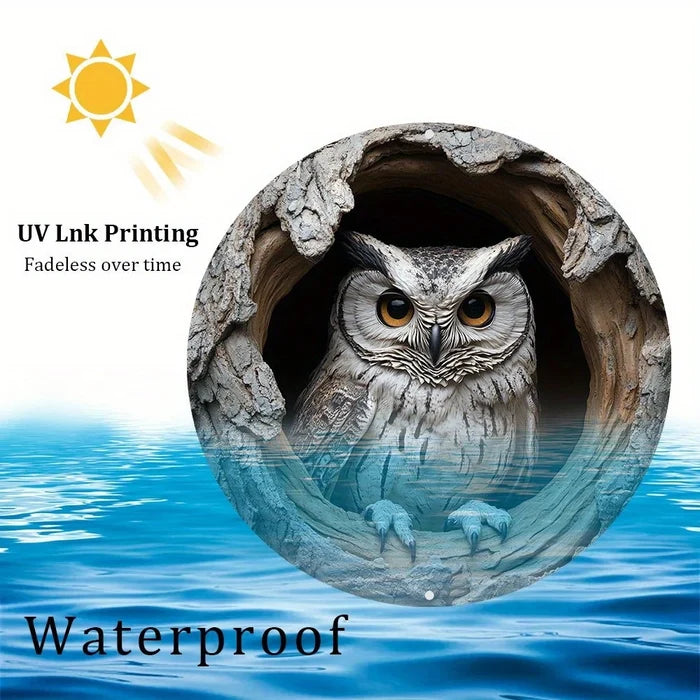 Contemporary Owl Wall Theme Round Wooden Home Wall Decor 8 inch