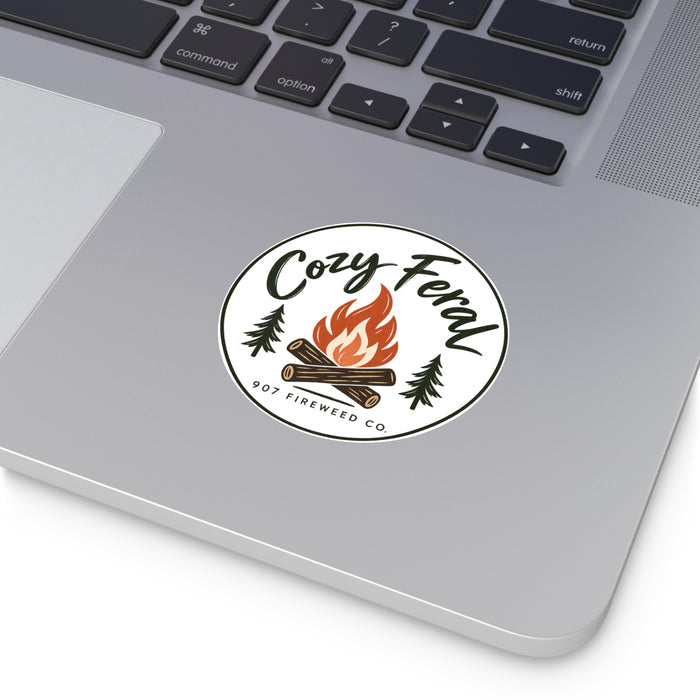 Cozy Feral Campfire Sticker | Alaska Outdoor Sticker | Camping & Adventure Vinyl Sticker | 907 Fireweed Co.