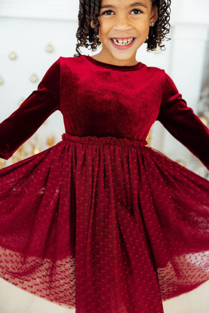 Cranberry Velvet Tutu Dress-Mila & Rose ®