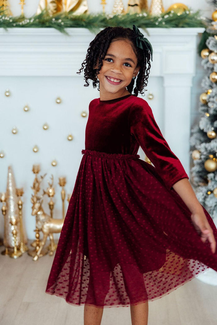 Cranberry Velvet Tutu Dress-Mila & Rose ®