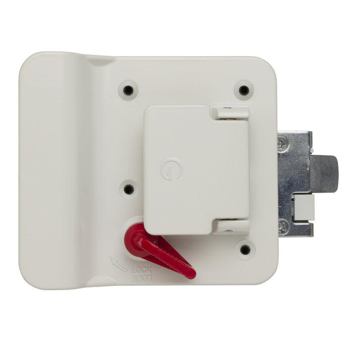 White RV Entrance Lock TTL-43610 - Back Interior View | United RV Parts