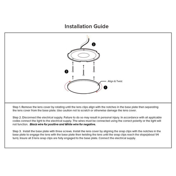 LED RV Ceiling Light DL-0016264-C4-1PK Installation Guide - 3-Step Wiring and Mounting Diagram | United RV Parts