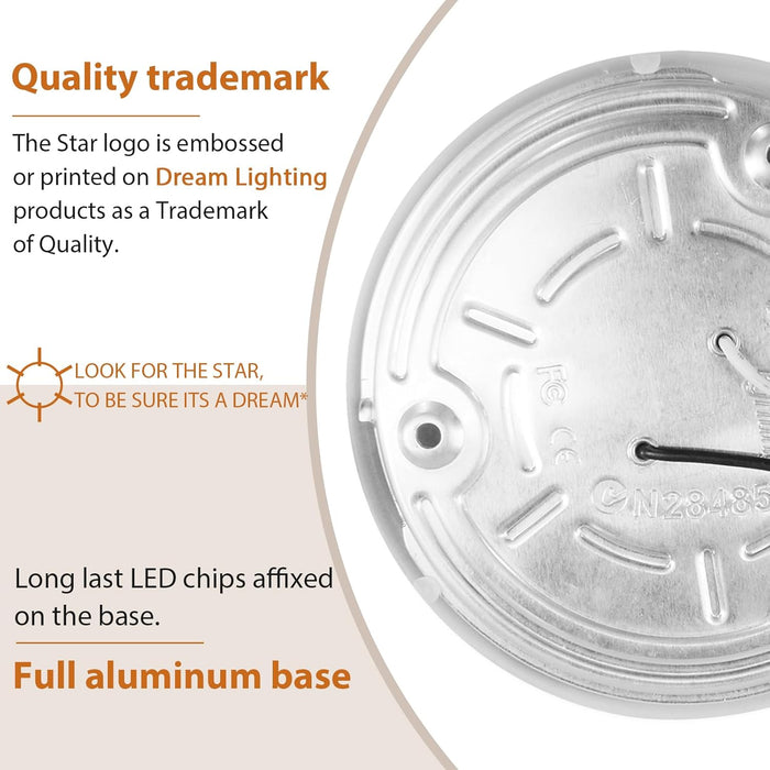 Aluminum Base Detail of Dream Lighting RV LED Ceiling Light DL-0016273-C4-1PK - Rear View | United RV Parts