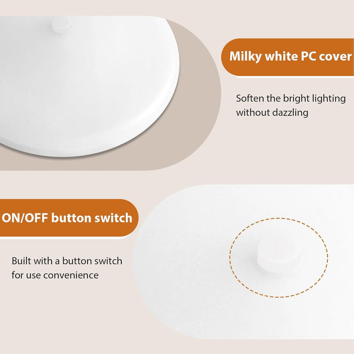 Milky White PC Cover and Built-In ON/OFF Switch Detail - RV LED Ceiling Light DL-0016273-C4-1PK | United RV Parts