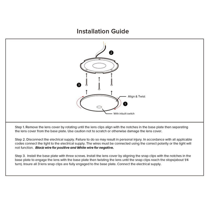 LED RV Ceiling Light DL-0016274-C4-1PK - Step-by-Step Installation Guide Diagram | United RV Parts