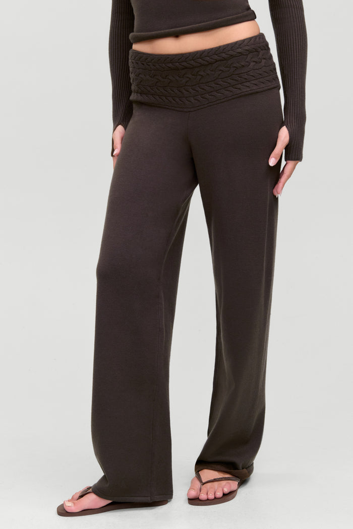 Crosby Cloud Cable Knit Pant - Chocolate Brown
