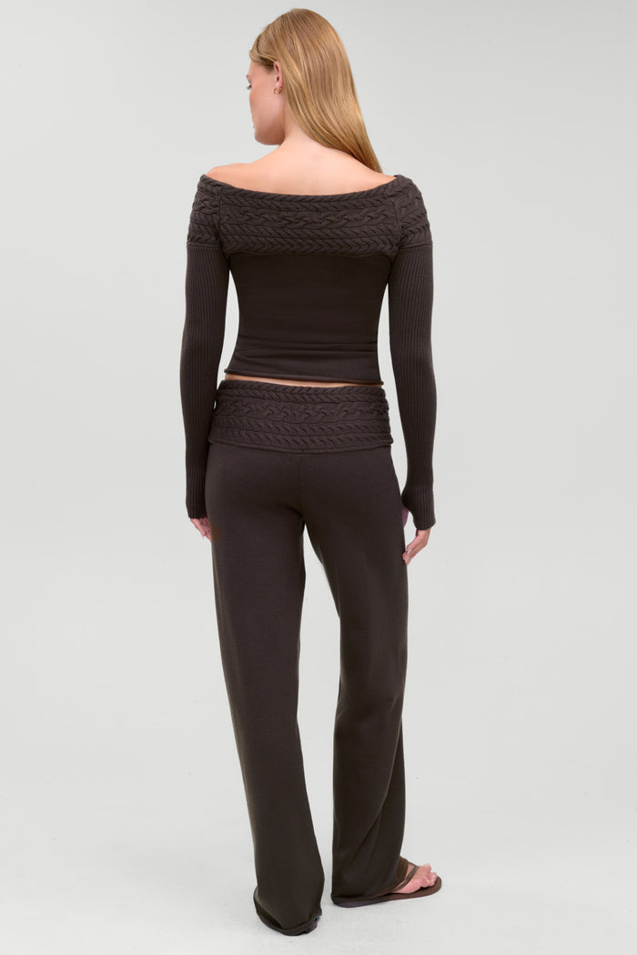 Crosby Cloud Cable Knit Pant - Chocolate Brown