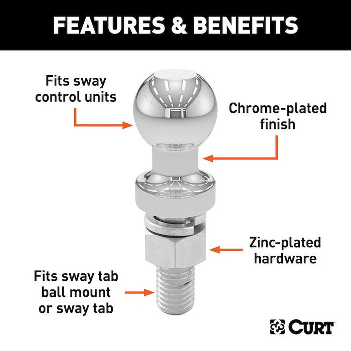 Chrome Curt Sway Control Ball - Feature Details Diagram | United RV Parts