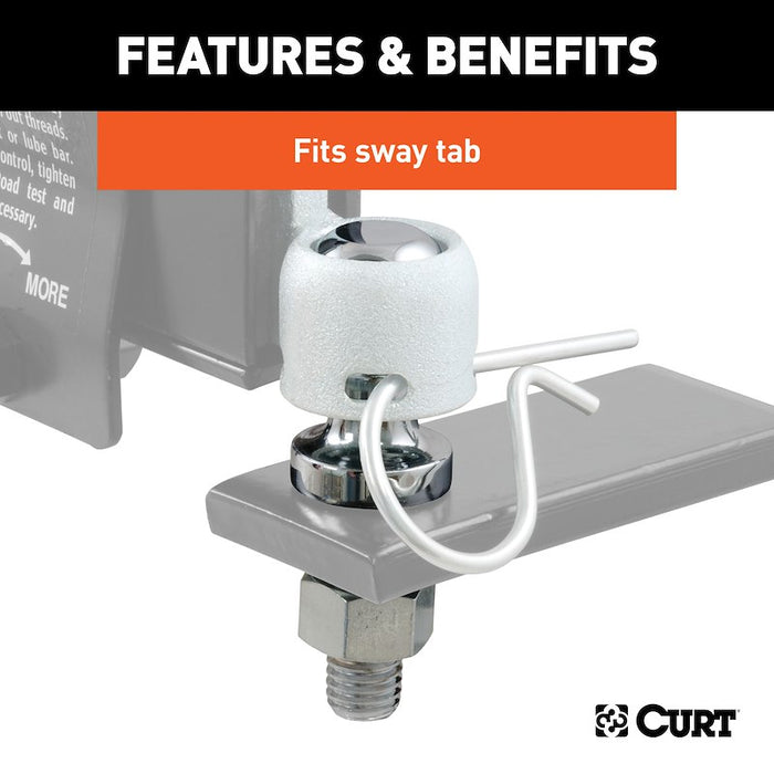 Chrome Curt Sway Control Ball Connected to Sway Tab | United RV Parts
